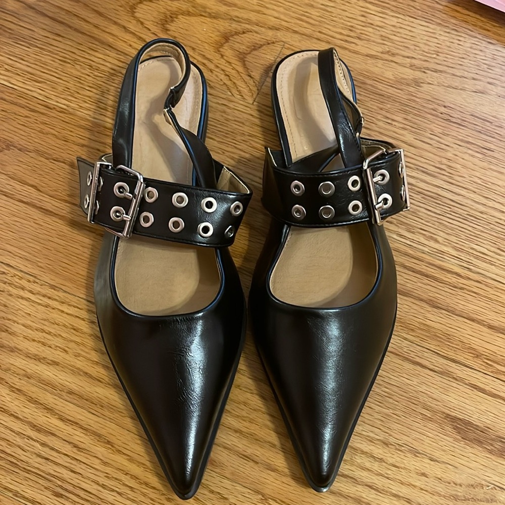 Black Pointed Flats